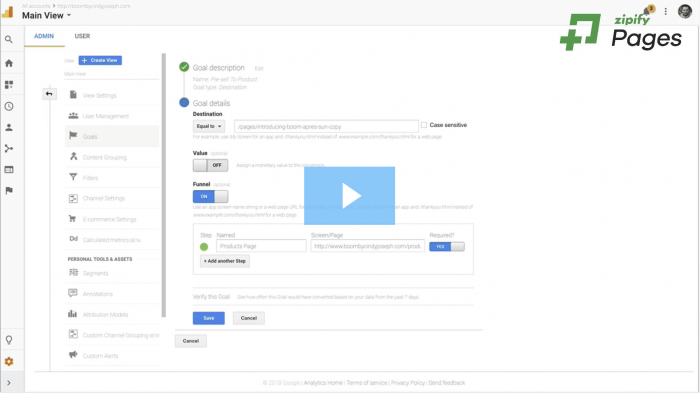 Zipify new feature: funnel visualization