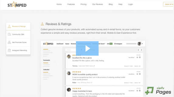 stamped.io for reviews and ratings