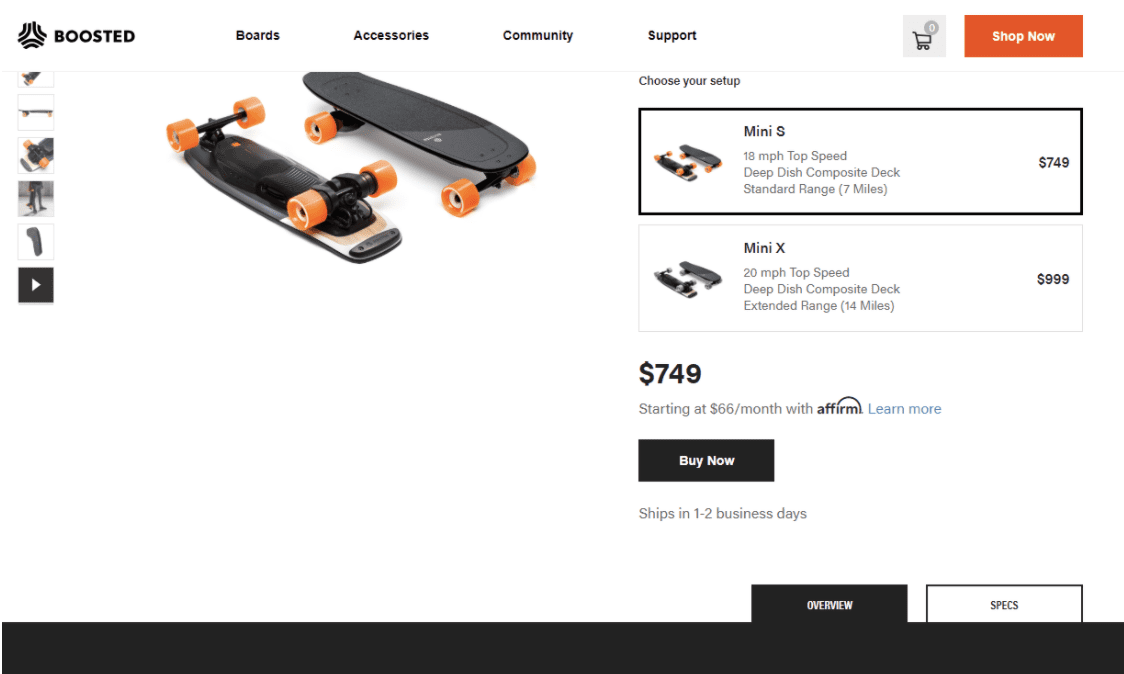 Boosted mini S overview and specs