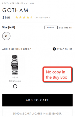 Gotham watch, no copy in the Buy Box