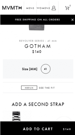 "Gotham" sticky "add to cart" button on mobile