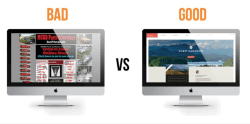 Image comparing a poorly designed website to a well-designed website.