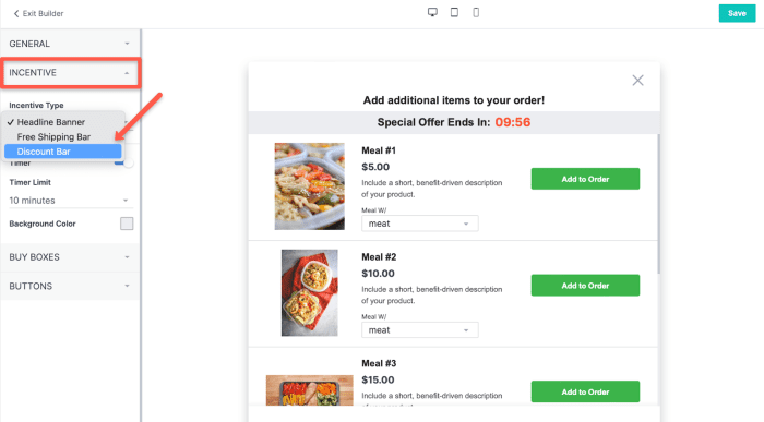 The multi-product pre-purchase builder showing the new "discount bar" incentive.