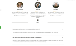 The Hero Callout Apparel Homepage template with the customer reviews and FAQ secion highlighted