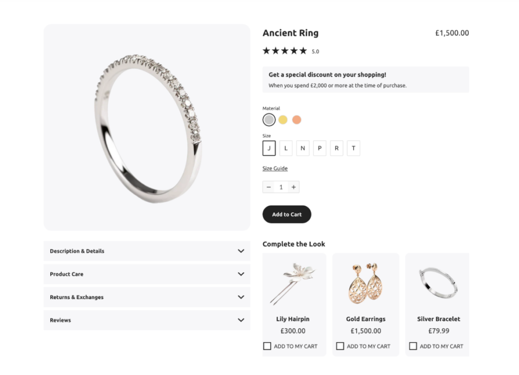 Cross-Sell buy box layout