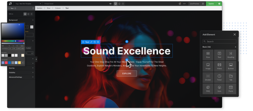 The Zipify Pages drag-and-drop builder