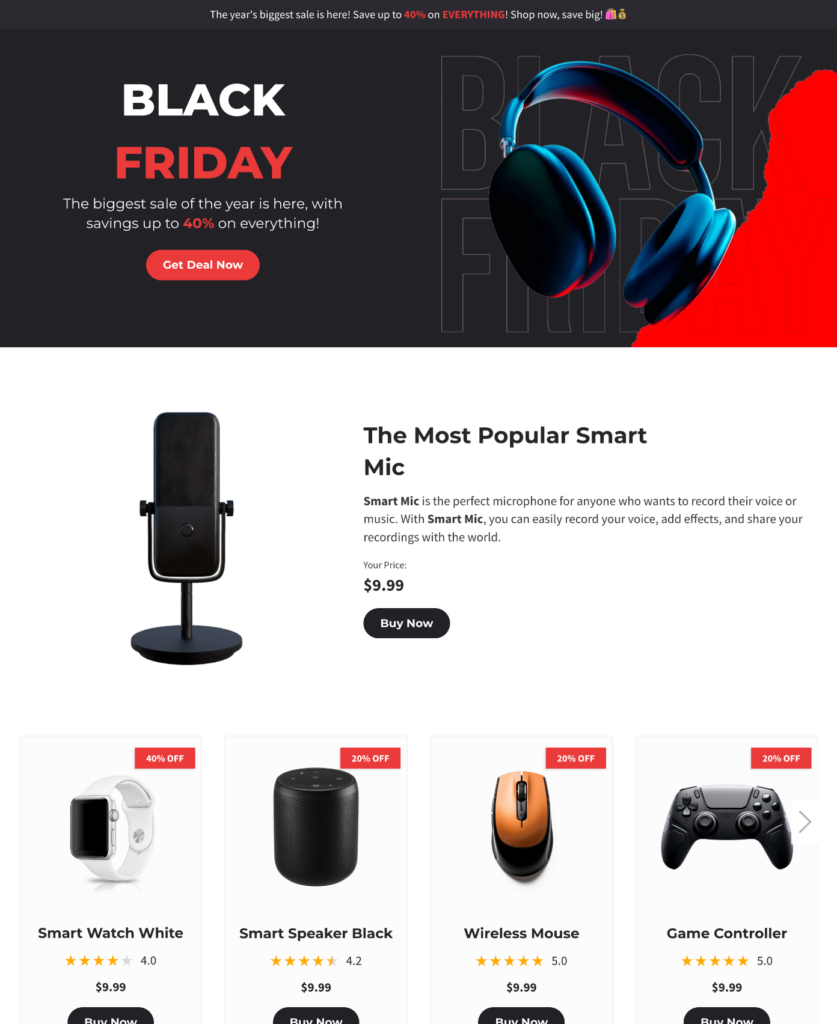 Black Friday Collection Page template preview