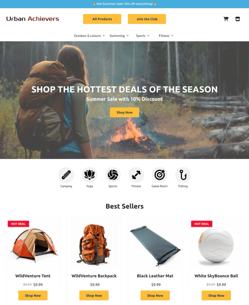 Summer Flash Sale Page template preview