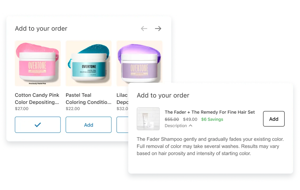 In-checkout Add to your order offer inside the native Shopify checkout