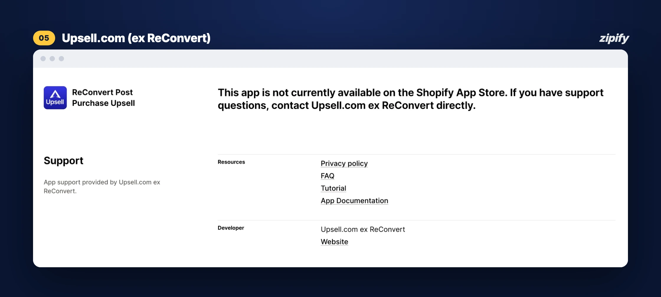 Upsell.com (formerly ReConvert) Shopify App Store listing description